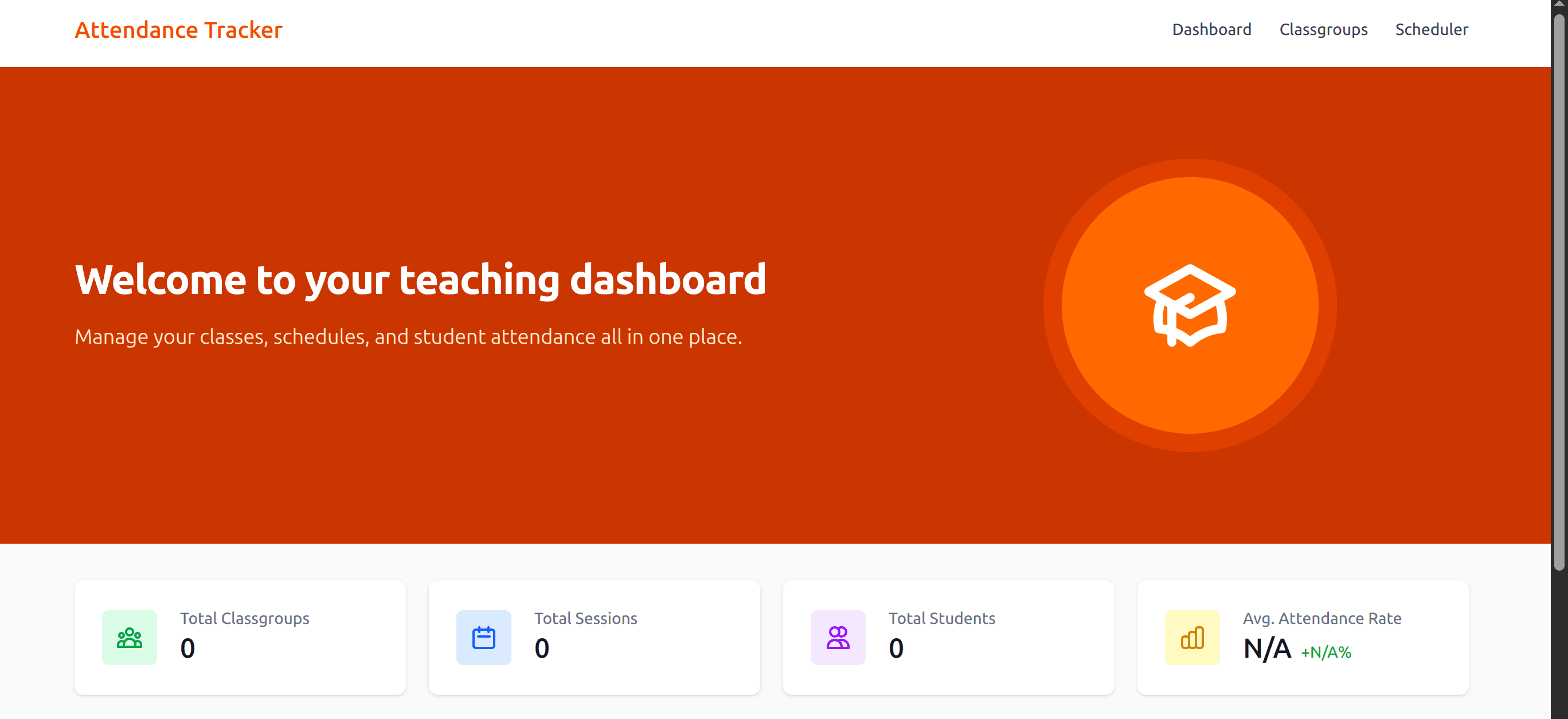 Dashboard main screen